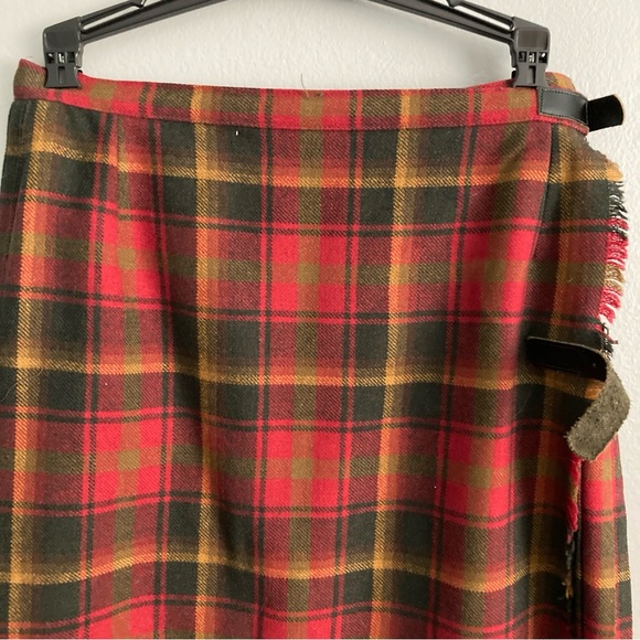 Womens Tartan Plaid Skirt Red Midi Length Size M - Picture 2 of 9